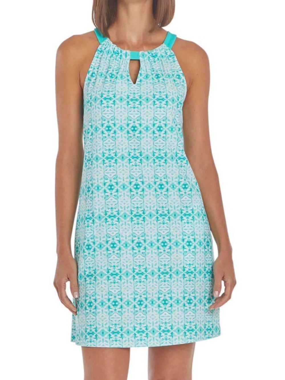 Cabana Life Mint Patterned Halter Midi stretch Dress